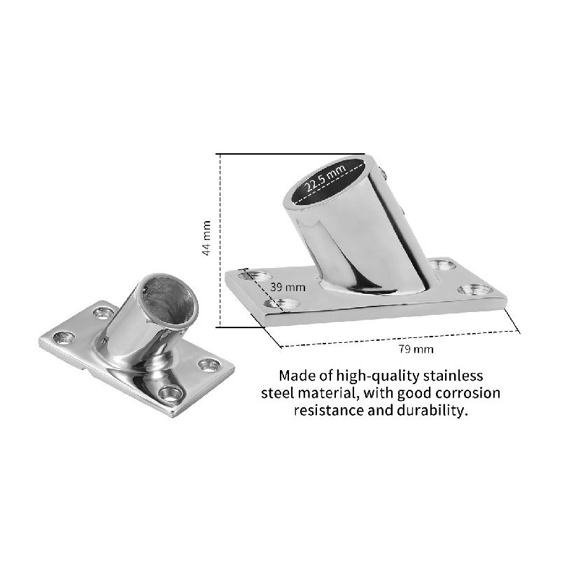316 Stainless Steel 60° Handrail Fittings Tube Pipe Base Boat Rectangular Base Marine Fitting Boat Hardware 22mm 25mm 30mm 32mm 3
