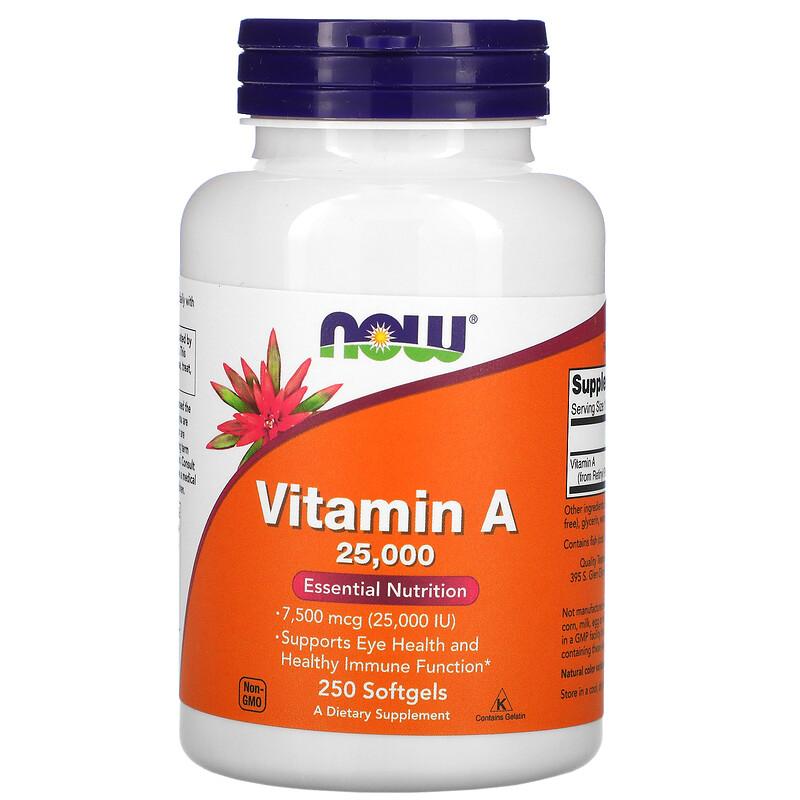 Vitamin A, 7,500 mcg (25,000 IU), 250 Softgels