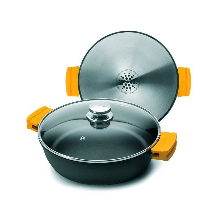 Sauteuse - IBILI - Evolution - 28 cm - Fonte d'aluminium - Couvercle en verre - Antiadhésif