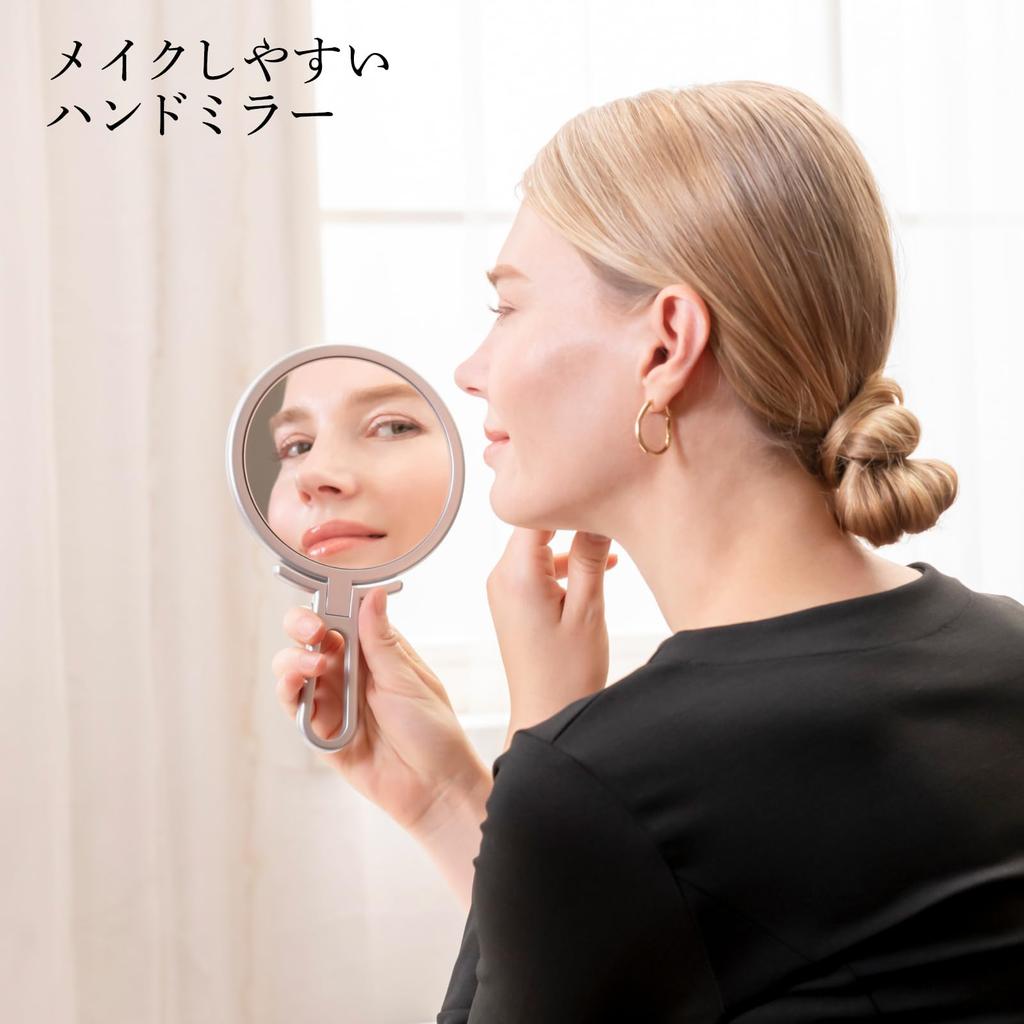 Napure a stand and hand mirror that reflects your true skin in A great Day Mirror, tone, silver. Mother's gift.