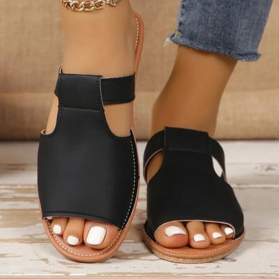 Женские новые летние шлепанцы на плоской подошве с открытым носком, однотонные пляжные прохладные шлепанцы с рыбьим носком