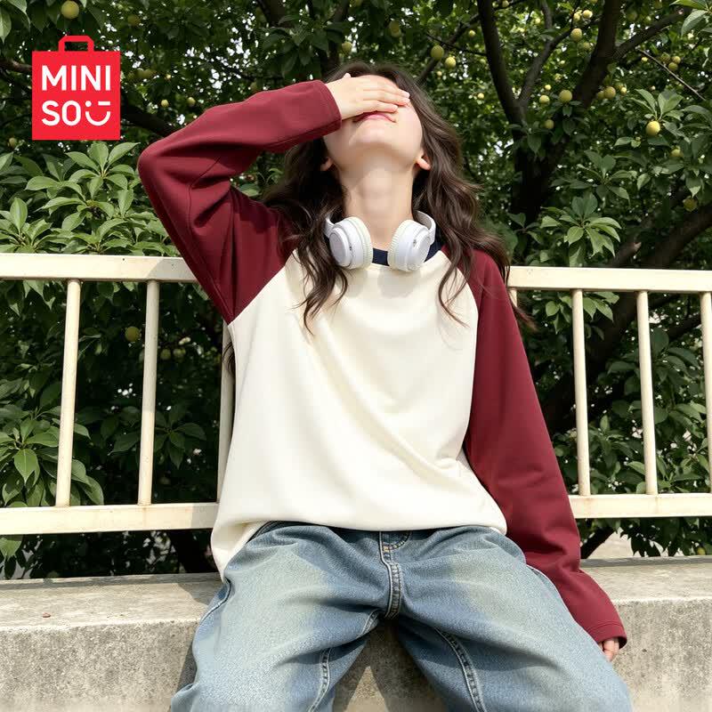 MINISO Детская хлопковая футболка с длинным рукавом