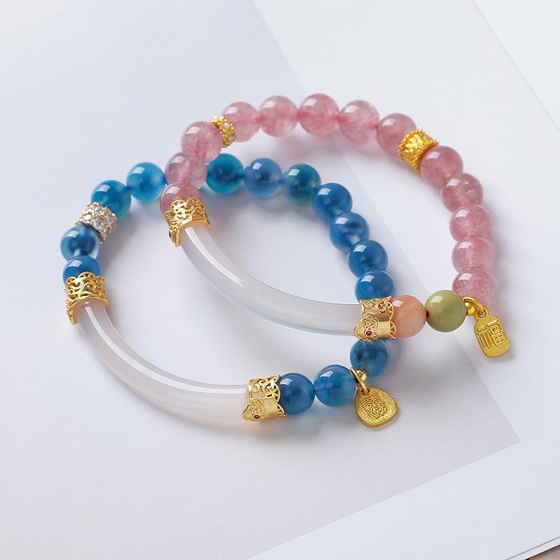 Natural Strawberry Crystal Exquisite Bracelet Bangles Women Fashion Jewelry Accessories Gift