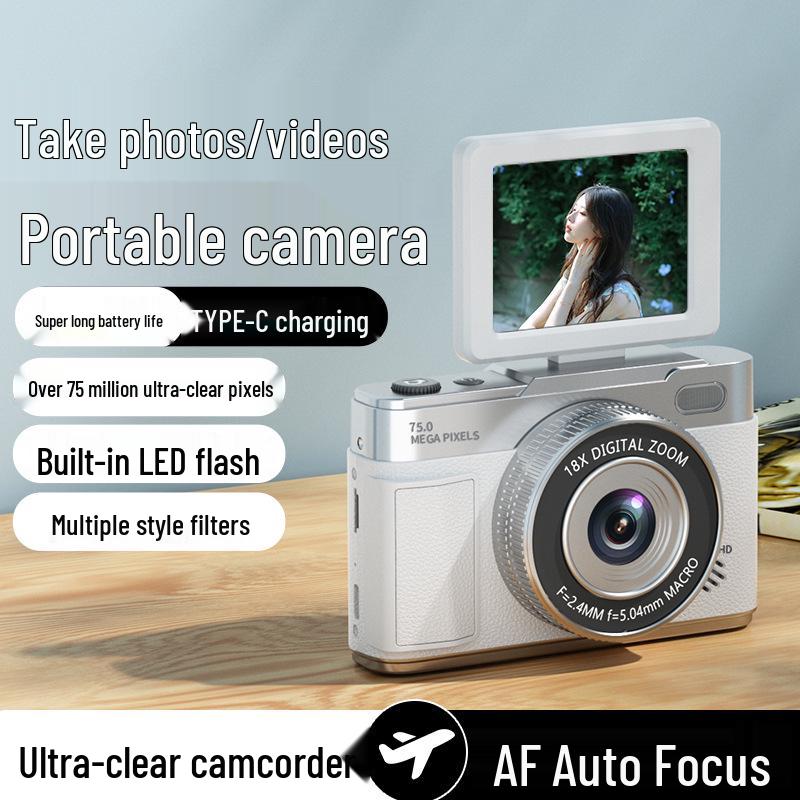 Retro 5K Mirrorless Digital Camera with Flip Screen and CCD Sensor for Students