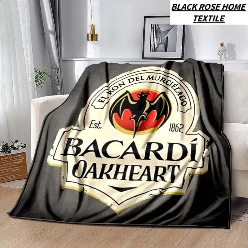 Fashionable Art Print Bacardi Rum Logo Blanket Family Bedroom Bed Sheet Outdoor Car Travel Camping Picnic Plush Sleeping Blanket