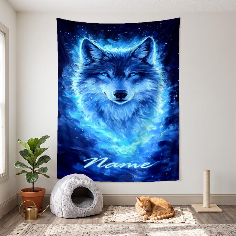 Fierce wolf (1) Customizable name decorative wall tapestry ideal choice for wall decor in bedrooms living rooms dorms and home