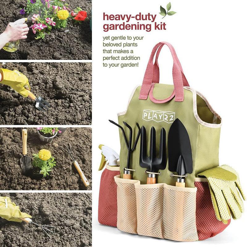 Gardening tools, 10 piece set, gardening tool kit, with bag and gloves, men's and women's gardening tool gifts
