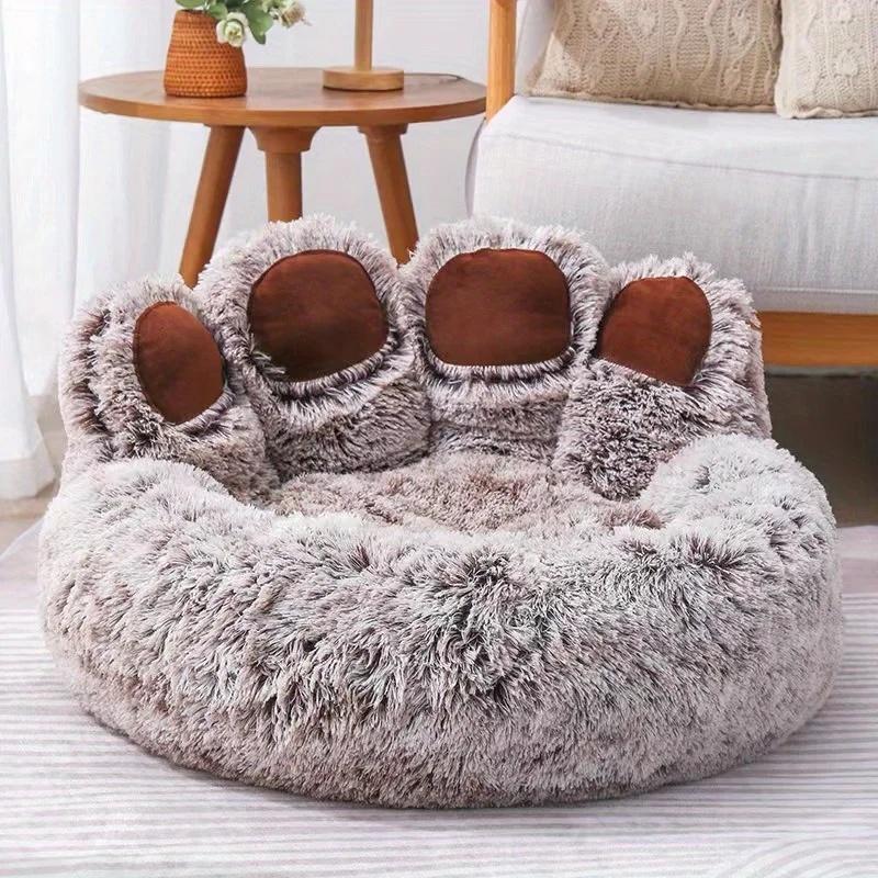 Cute Bear‑Paw Pet Sofa Bed Soft Fluffy Cozy Sleeping Cushion for Small Medium Large Dogs Cats