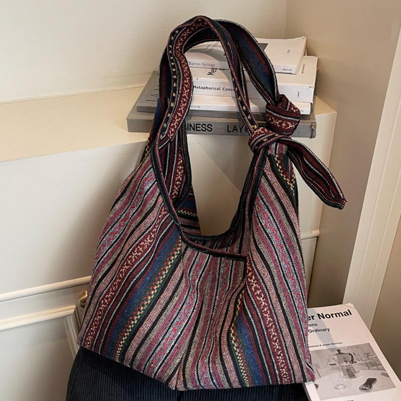 Ленивая холщовая сумка женская модная новая ретро сумка через плечо большая вместимость сумка-тоут полосатая сумка-мессенджер