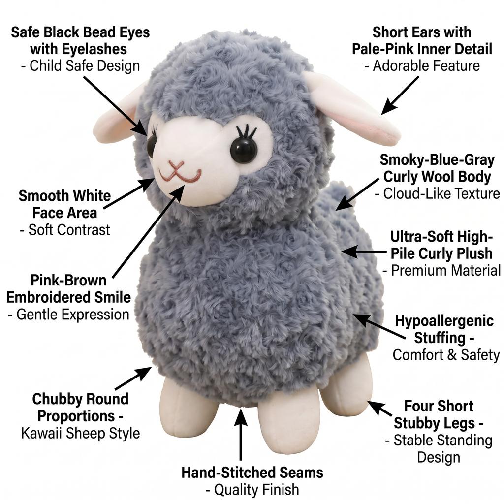 /ODM Gray Sheep Plush Toy Cute Standing Lamb Stuffed Animal