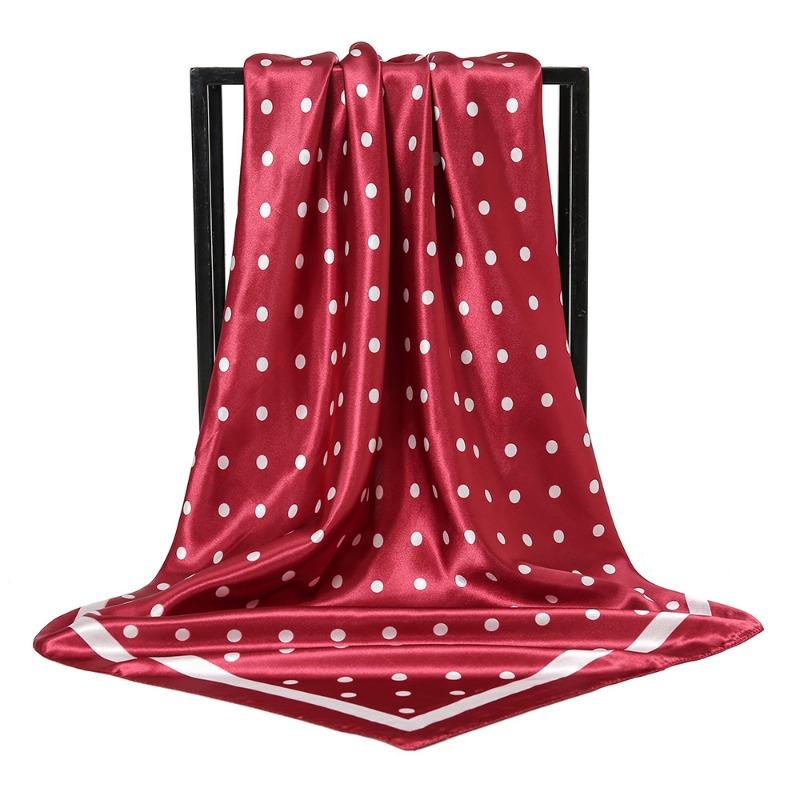Autumn New Fashion Small Fresh Polka Dot Satin Large Square Scarf Women's Fashion Square Scarf F