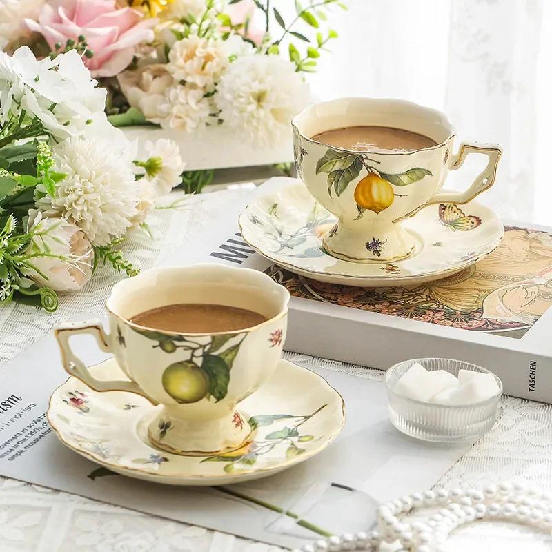 Vintage Coffee Cup Kettle Ceramic Mug Afternoon Tea Set Water Cup Household Coffee Cups Beauty Coffee Mug Lemon Teapot Teacup