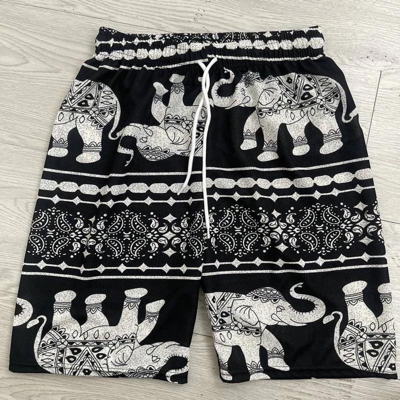 Elephant Pants Shorts Adjustable Elastic High Waistband Strap Rope Women Print Thailand Casual Streetwear Beach Bohemian Retro Vintage Boho