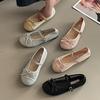 Fashion Breathable Bow Ballet Single Shoes Women's Summer French Casual with Skirt Buckle Mary Jane Sandals