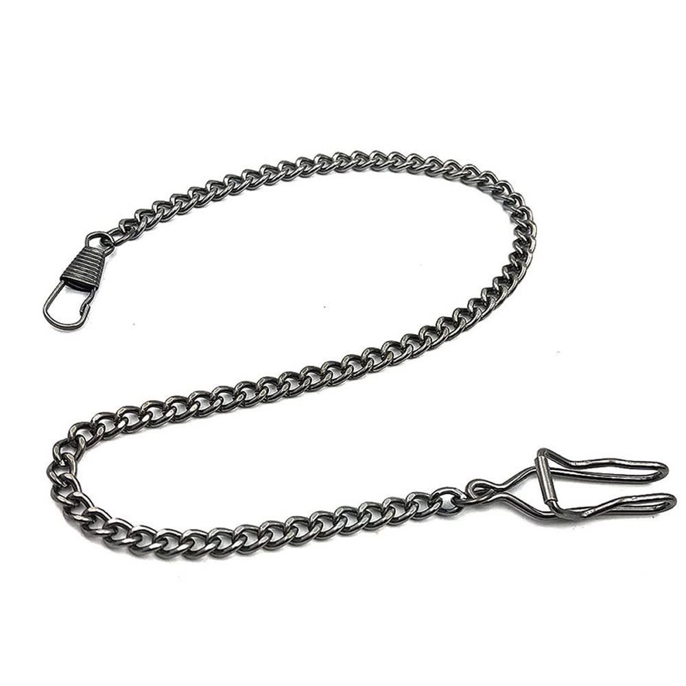 Цепочка для карманных часов с крючками, 36 см, антикварная цепочка цвета оружейной стали, черная [Pellforia]