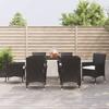VidaXL Garden Dining Set Cushions 7pcs Black Wicker, Dining Set, Outdoor Dining Set, 3187319