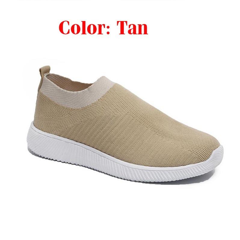 Модная женская обувь на плоской подошве 2024 Новые весенние вязаные кроссовки-носки Летние женские лоферы Слипоны Сетчатая обувь для ходьбы Повседневная обувь Большие размеры 35-44