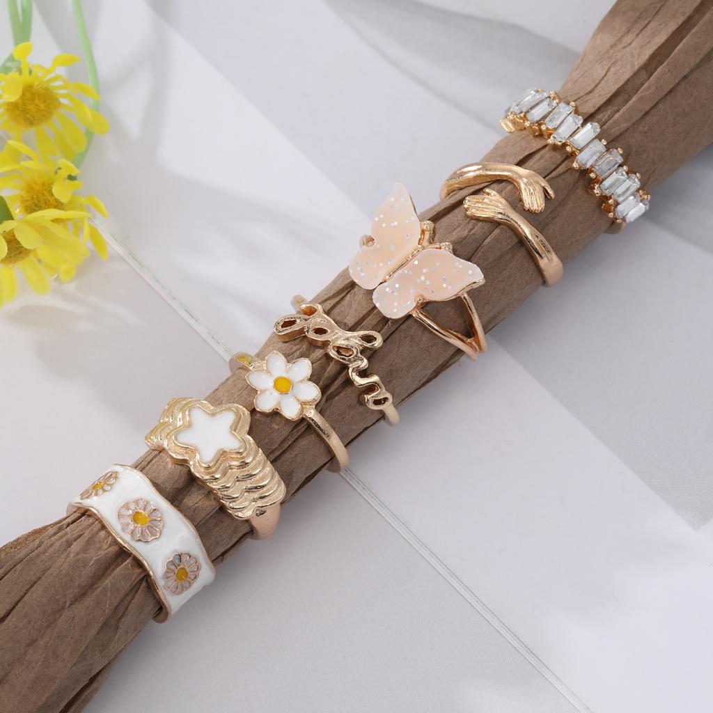 Diamond Opening Adjustment  Ring Set Butterfly Hug Opening Ring Elegant Party Charm Jewelry