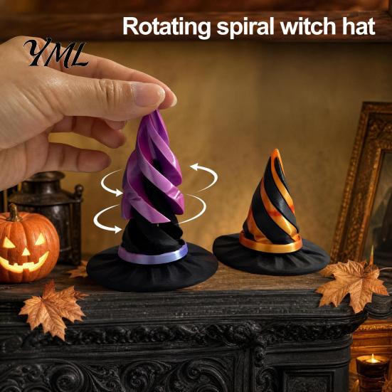 Spiral Witch Hat 3D Printed Passthrough Fidget Toy, Halloween Spooky Party Supplies Sensory Stress Relief Toy for Kids Adults, Favors Festive