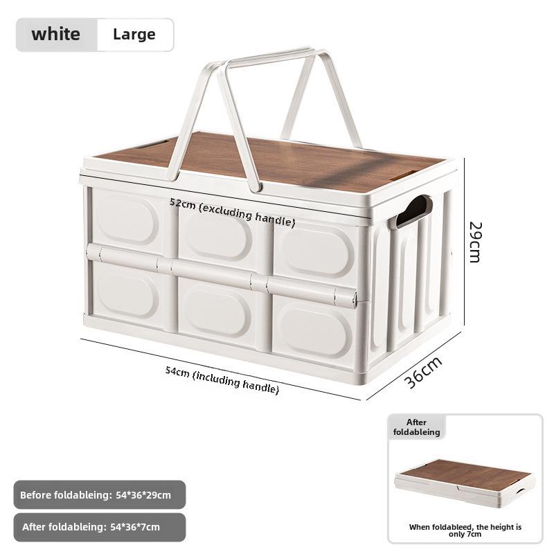 Портативный складной ящик для хранения на открытом воздухе с деревянной крышкой для кемпинга и багажника автомобиля