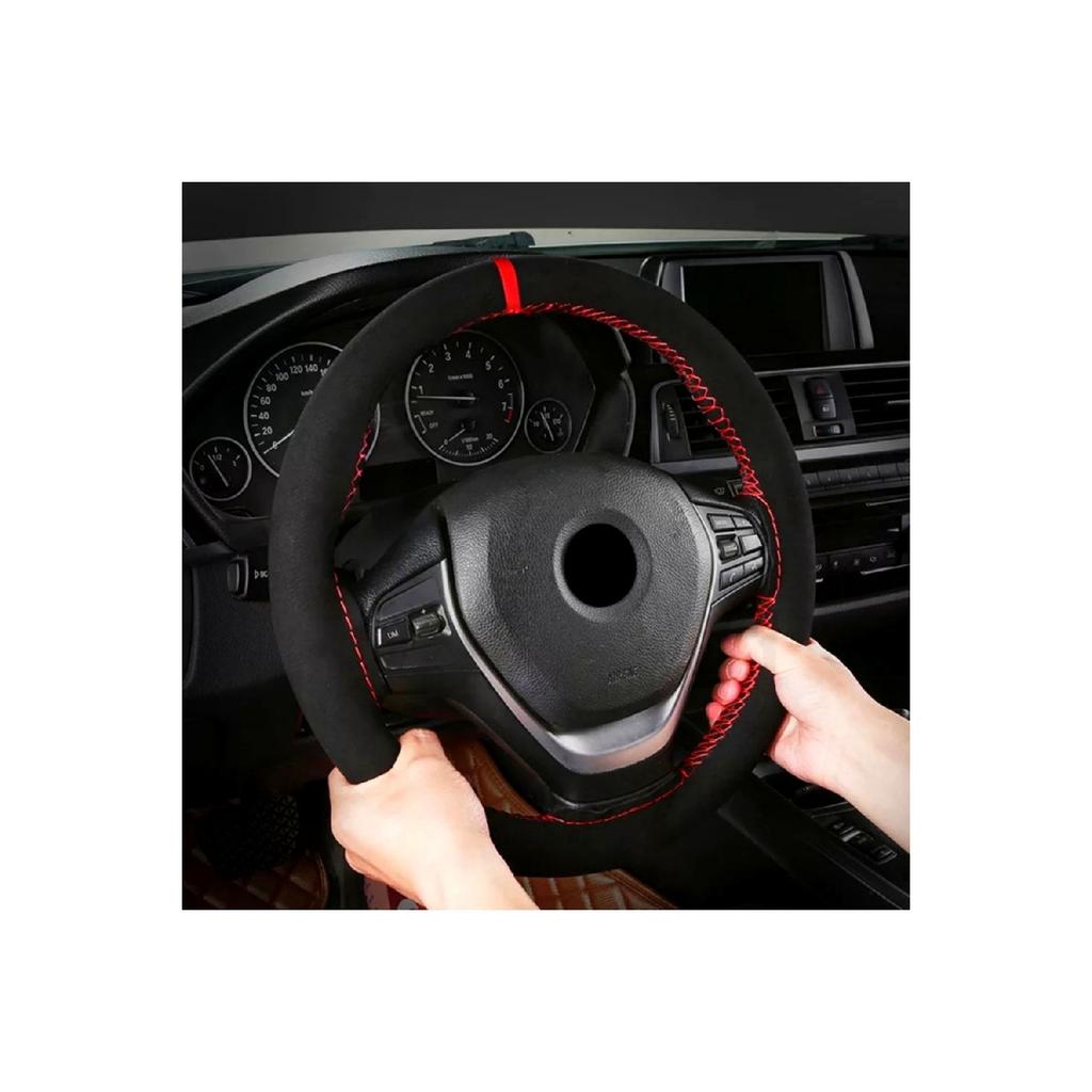 Совместимый чехол на руль Tofa Doan Slx с прошитым красным кольцом из алькантары и нубука