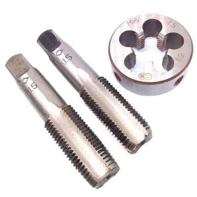 HSS M16 x 1,5 мм конический и пробковый метчик и M16 x 1,5 мм плашка метрическая резьба правая