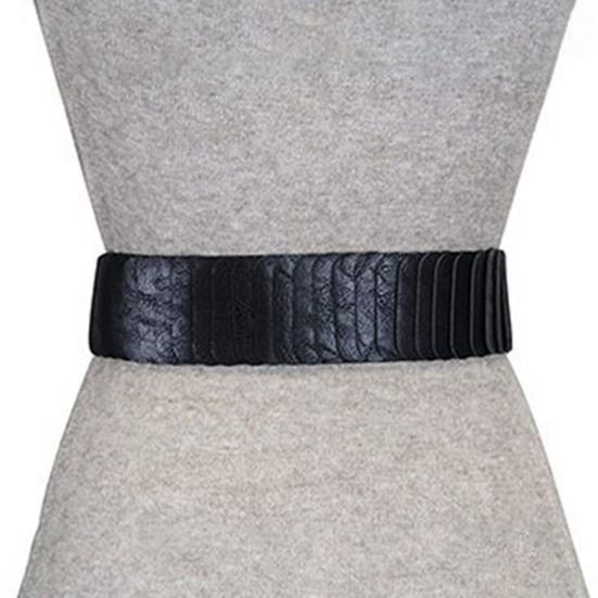 Широкий эластичный пояс для женщин, универсальный, однотонный, эластичный, для платья, пояс из искусственной кожи, сплав