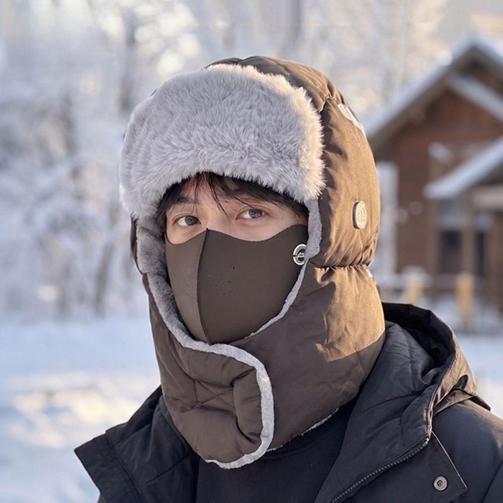 Unisex Ushanka Earflap Hat With Scarf Winter Fleece Lined Hat Unisex Trapper Windproof Hat Skiing
