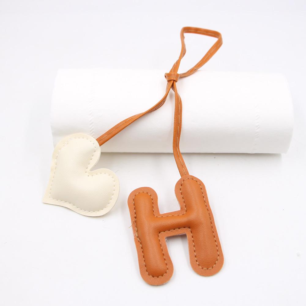 Color Blocking Letters Heart-shaped Leather Bags DIY Knotted Hanging Ropes Hanging Accessories Clothing Accessories Matching Hanging Ornaments