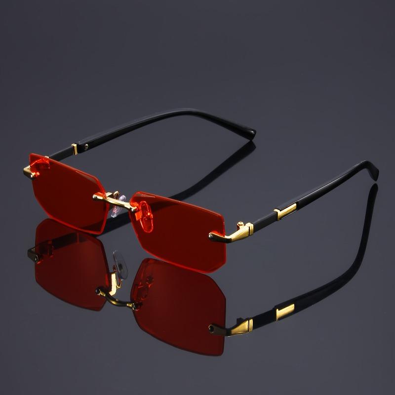 10pcs Trendy Rimless Rectangle Sunglasses Frameless Fashion Shades Punk Sunglasses Gradient Men Women UV400 Eyewear Driving