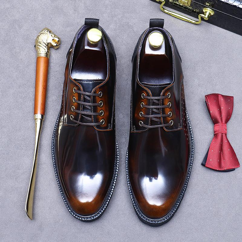 Brand Mens Formal Elegant Italian Footwear Pointed Toe Summer Men Wedding Dress Shoes Genuine Leather Men Patent Leather Shoes