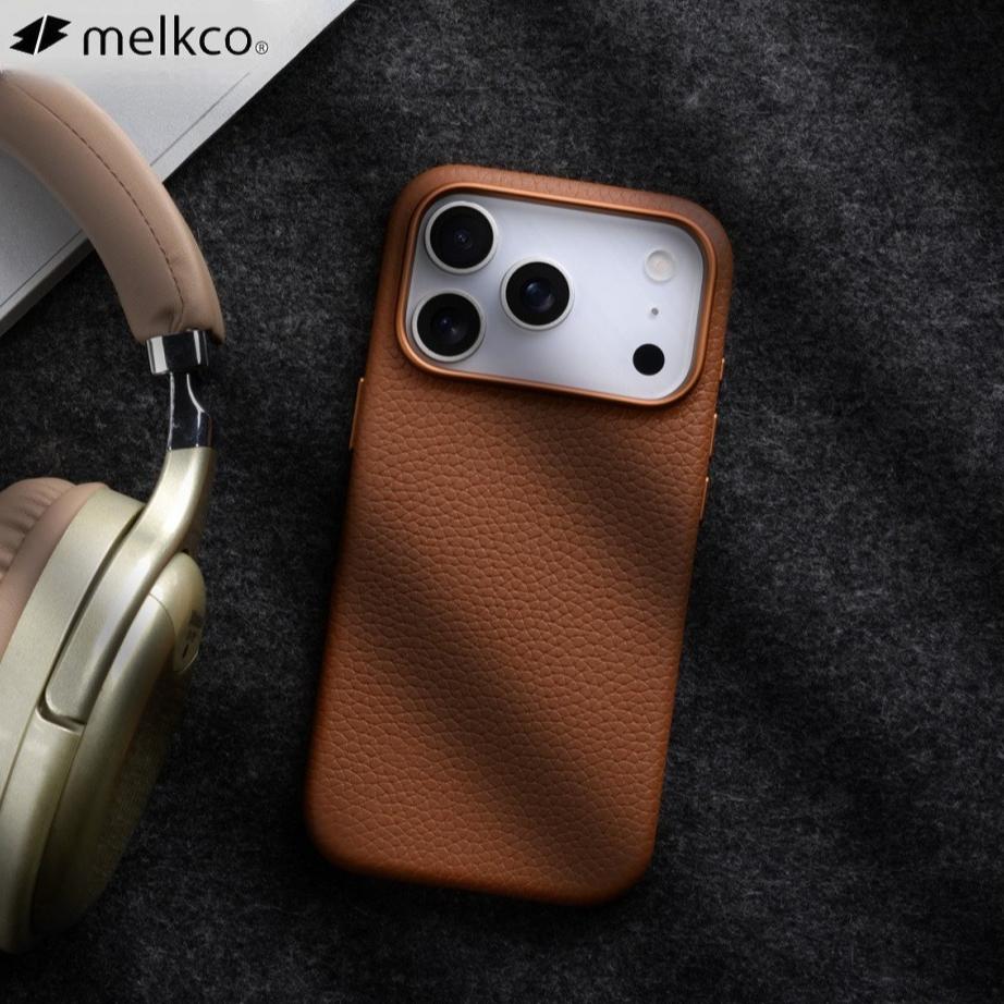 Melkco Wireless Charging Genuine Cowhide Case for iPhone 17 Pro Max 17 w/ AI Button Premiun Quality Leather Cover for iPhone Air