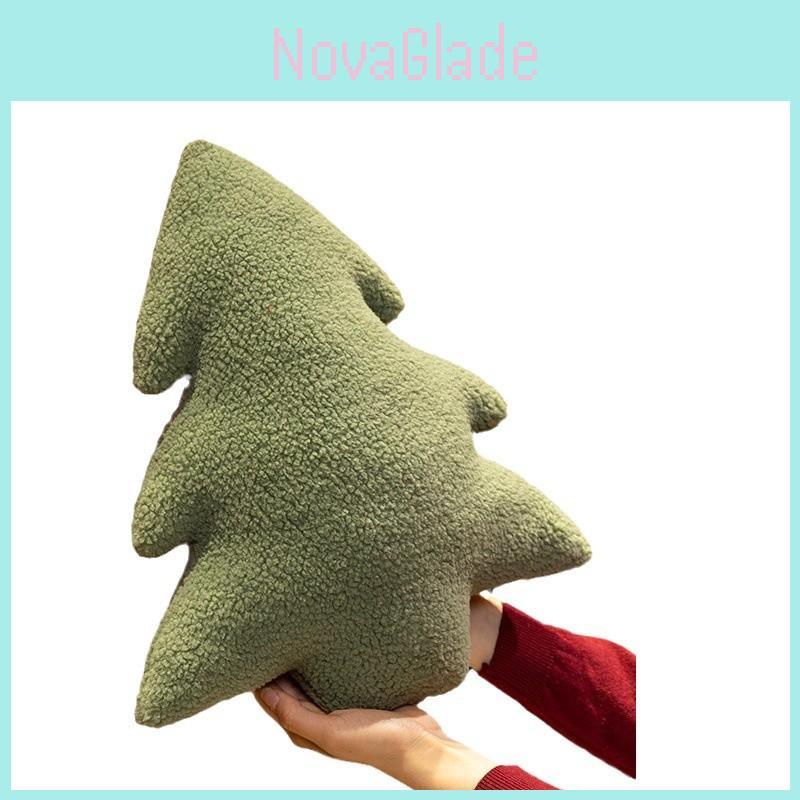 Festive Christmas Tree Plush Pillow With Padded Pp Cotton Filling For Sofa Decor