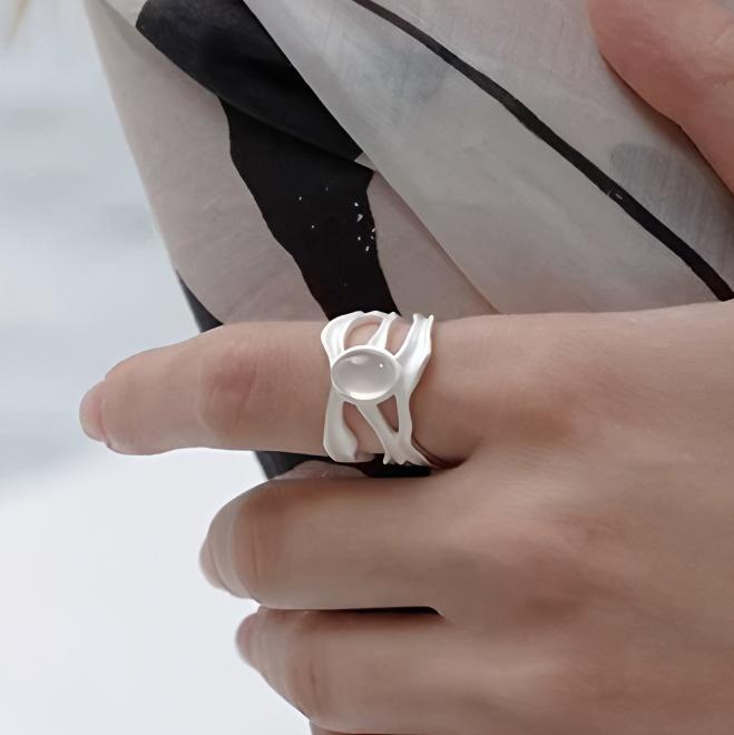 925 Silver Flower Lace Ring Korean Fashion Opening Inlaid CZ Adjustable Rings Valentine's Day Gift