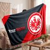 Eintracht Frankfurt Personalized Fleece Blanket With Football Logo, Custom Name Text Soft Warm Home Throw Blanket