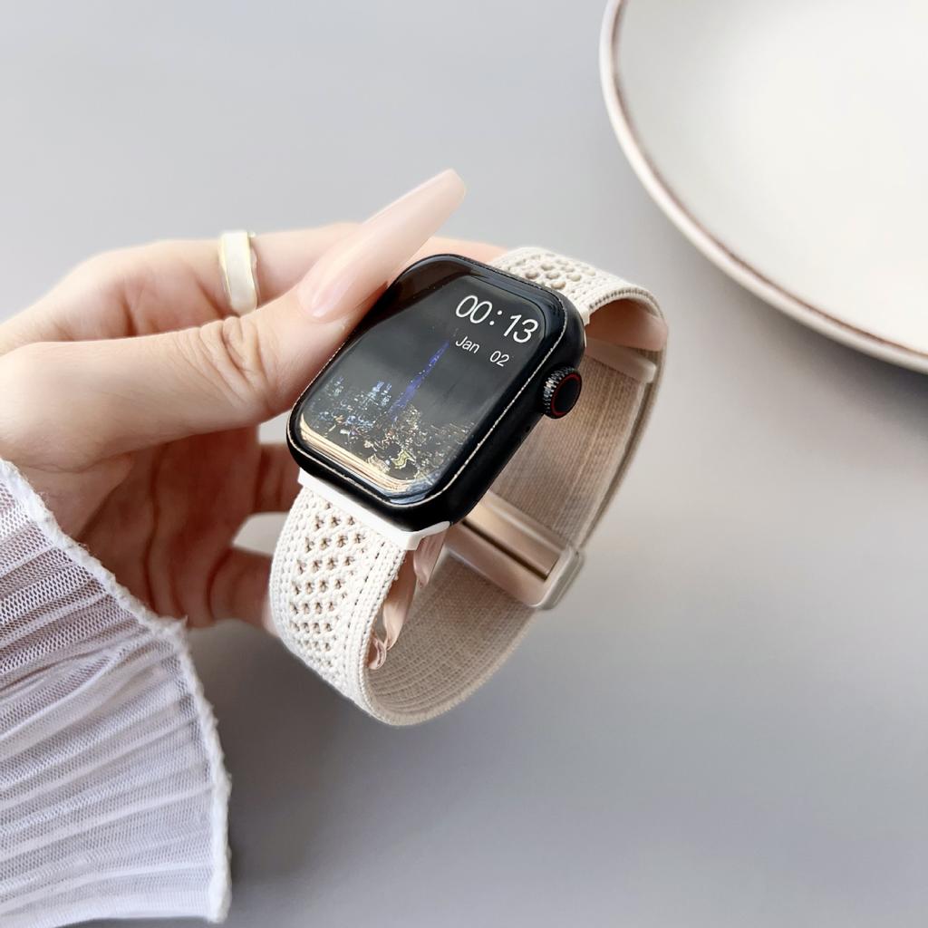 Подходит для Iwatch 10-го поколения Apple Watch Applewatch9876Se Магнитный ремешок Плетеный нейлон Дышащий