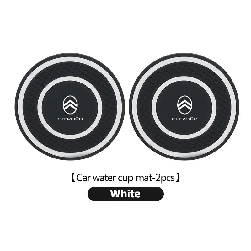 OCDK9 2pcs Car Anti Slip Insert Mat Coaster Water Cup Slot Decorate Pad For Citroen C5 C1 C2 C6 C4L DS3 DS4 DS5 C-Elysee Grand