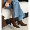 Apricot Short Boots Women's Autumn and Winter Commuter High-heeled Bare Boots Korean Version Suede Thin Boots Pointed Thin-heeled Elastic Socks Boots