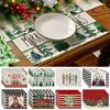 4pcs Christmas Linen Meal Mat Nutcrackers Xmas Placemats Set Sweet Christmas Placemats Set