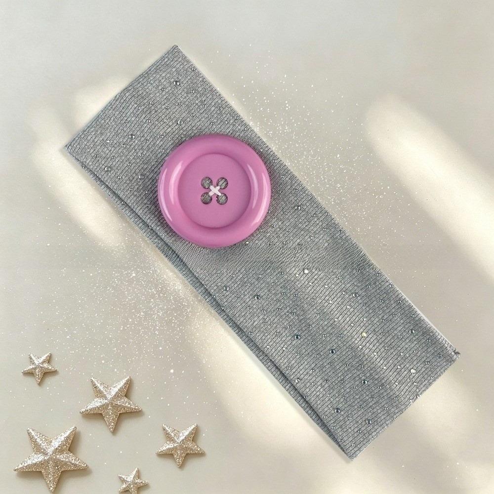 New Large Button Button Hairband Colorful Vintage Style Elastic Hairband Stretchable Polyester Retro Headband Women