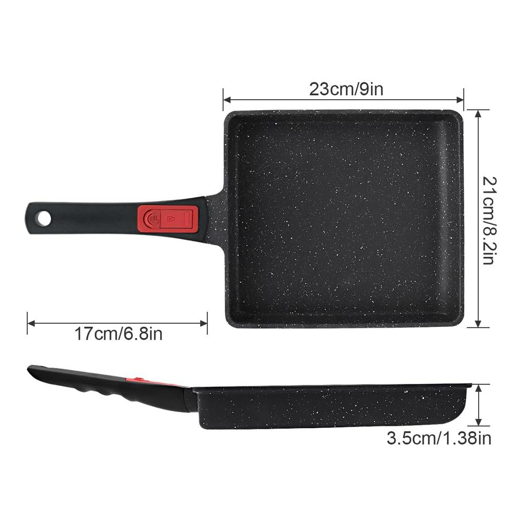 Сковорода RANXINGST Tamagoyaki IH Person Tamagoyaki Можно мыть в посудомоечной машине Приготовление на среднем огне Съемная ручка Не содержит ПФОС Черная 1-3 Антипригарное покрытие (2123см)