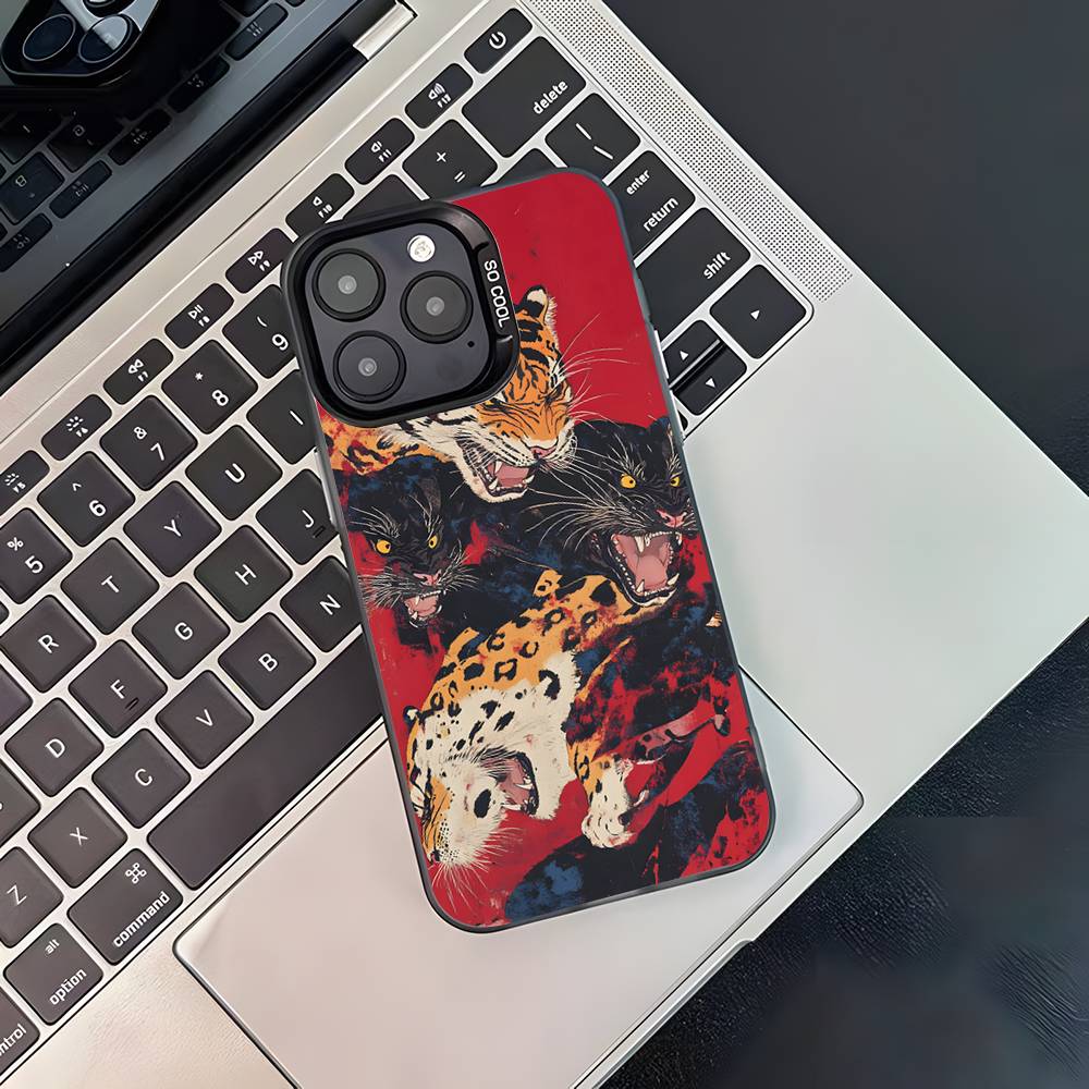 Чехол для телефона в японском стиле Укиё-э для iPhone 17,16,15,14,13,12,11,Pro,XS,Max,Plus,Mini,SE4,E Черный Матовый Ударопрочный Чехол