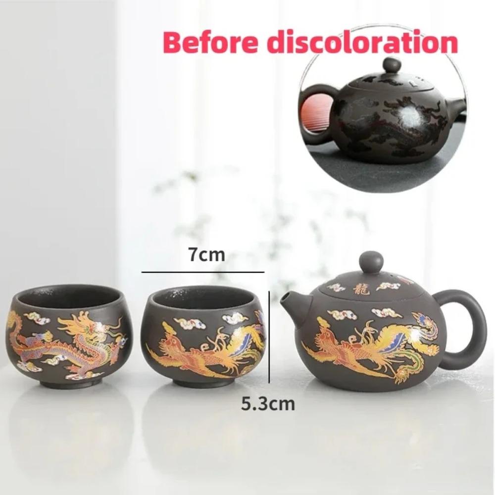 Color Changing Teapot Purple Clay Pot Tea Cups Set Chinese Dragon and Phoenix Kung Fu Tea Set Tea Infuser Tea Table Accessories