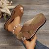 Fashion New Summer Vintage Beach Shoes Cross Slippers Lightweight Non-slip Sandals Women's Wedges Stitched Sandals