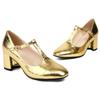 Classic High Heels Mary Janes Shoes Luxury Gold Silver Women's Heeled 2024 New T-strap Spring Pumps Wedding Party Dance Shoes