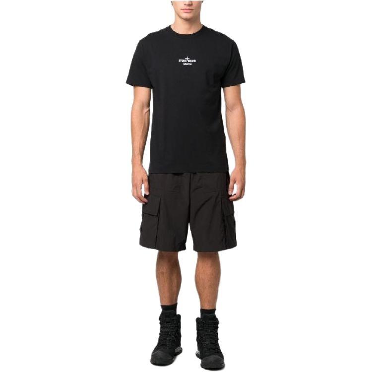 STONE ISLAND Футболка с логотипом 'Черная' Мужская 79152NS91-V0029