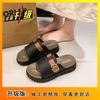 Korean version of retro simple one-word slippers Roman sandals fashion one-word slippers women's outer wear 2025 summer and autumn new models