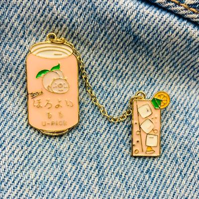 Новая эмалированная булавка, ледяной чай, персик, металлический соединитель с надписью, подарок на день рождения, 1 шт.