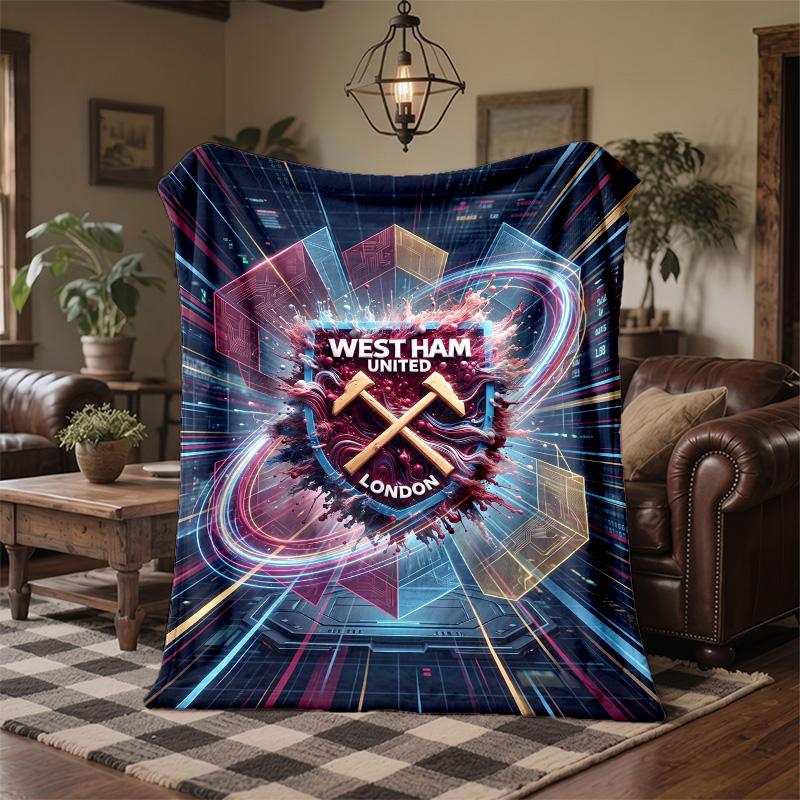 West Ham United Football Print Flannel Blanket Soft Warm Sofa Bed Throw Blanket For Home Office Bedroom