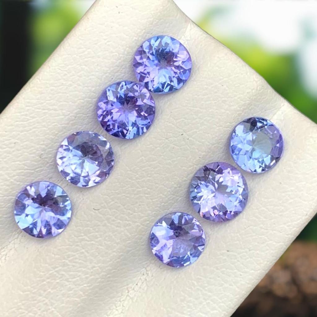 Лот драгоценных камней танзанита цвета A+, лот драгоценных камней круглой огранки, целебный камень танзанит.